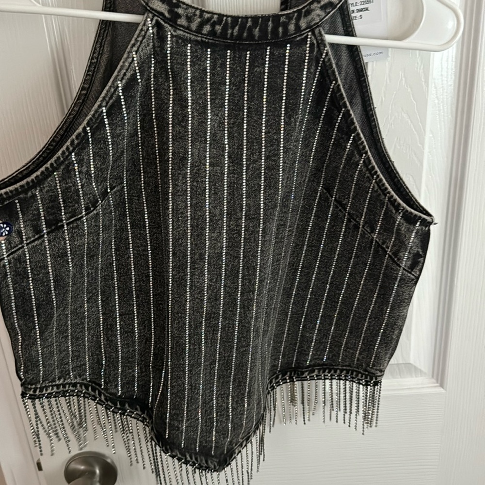 Black and studded best top